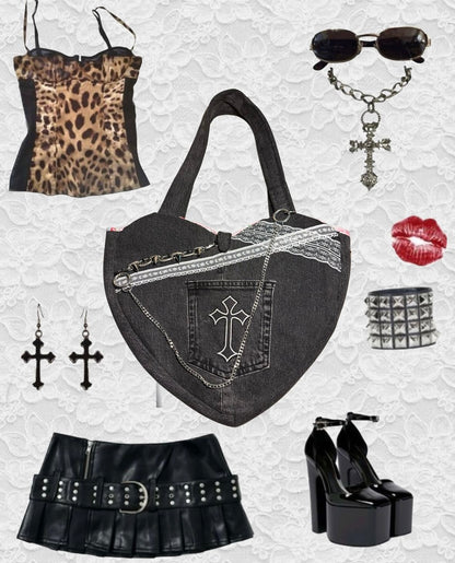 “The Black Cross” heart bag