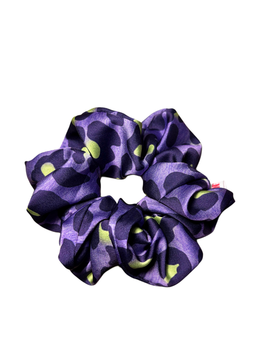 “Purple Leopard” Satin Scrunchie